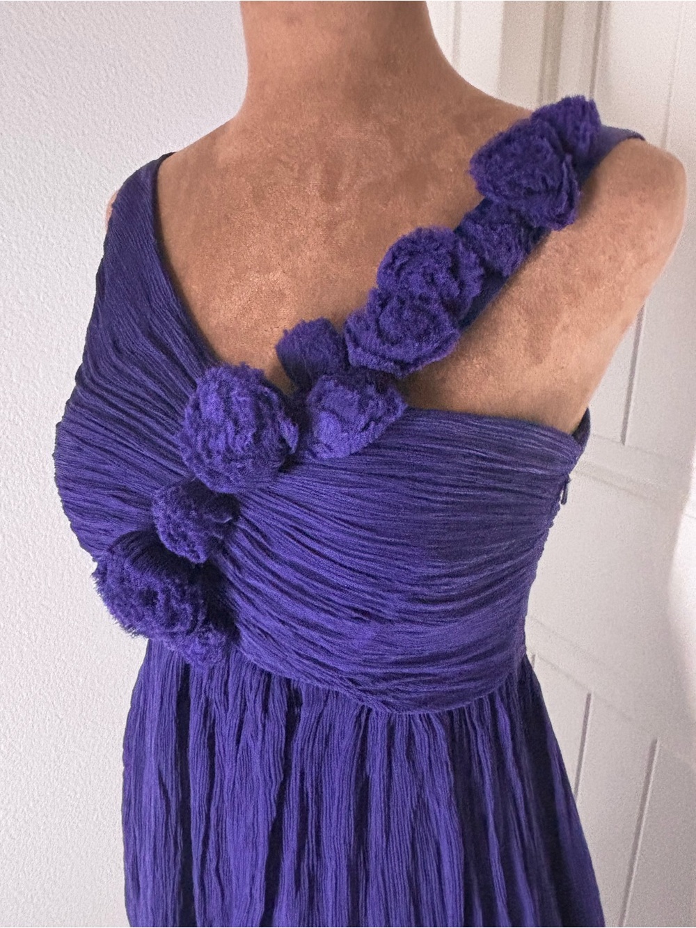 Maggy London Silk Purple One-Shoulder A-Line Women's Dress - Picture 3 of 6